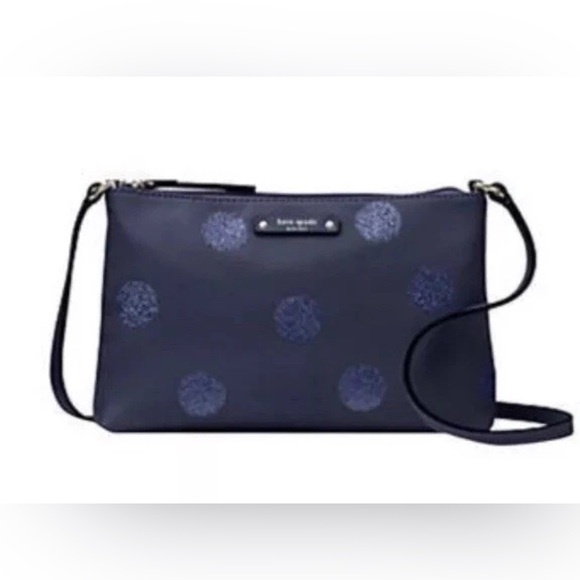 kate spade Handbags - Kate Spade Haven Lane Ramey Navy Glitter Polka Dots Crossbody Purse